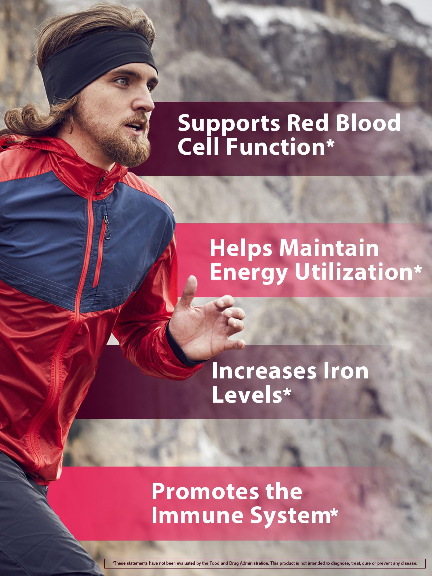 Vitacook tabletas veganas de 65 mg de hierro para mujeres y hombres