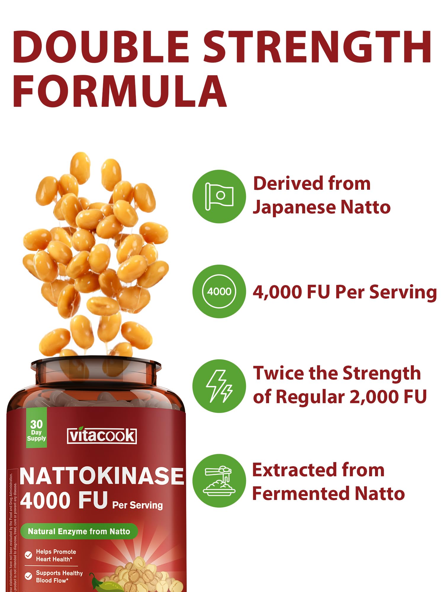 Vitacook nattokinase polvo o extracto mostrando pureza del ingrediente
