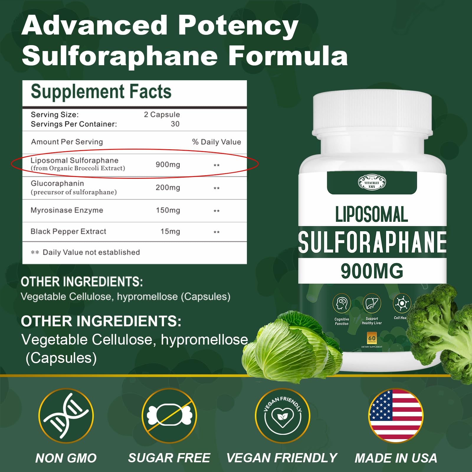 VITACRLLYNMN primer plano de cápsula liposomal mostrando textura suave