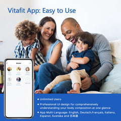 Vitafit etiqueta con instrucciones de conexión Bluetooth y privacidad segura
