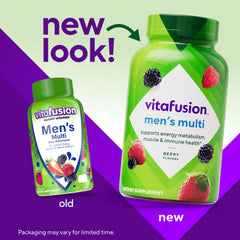 Vitafusion frasco abierto con gomitas visibles que facilita ver cantidad y presentación