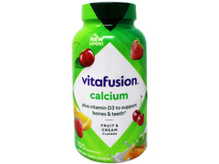 Vitafusion Calcio 500 mg, gomitas en frasco adicional, sabor fruta y crema, para casa.