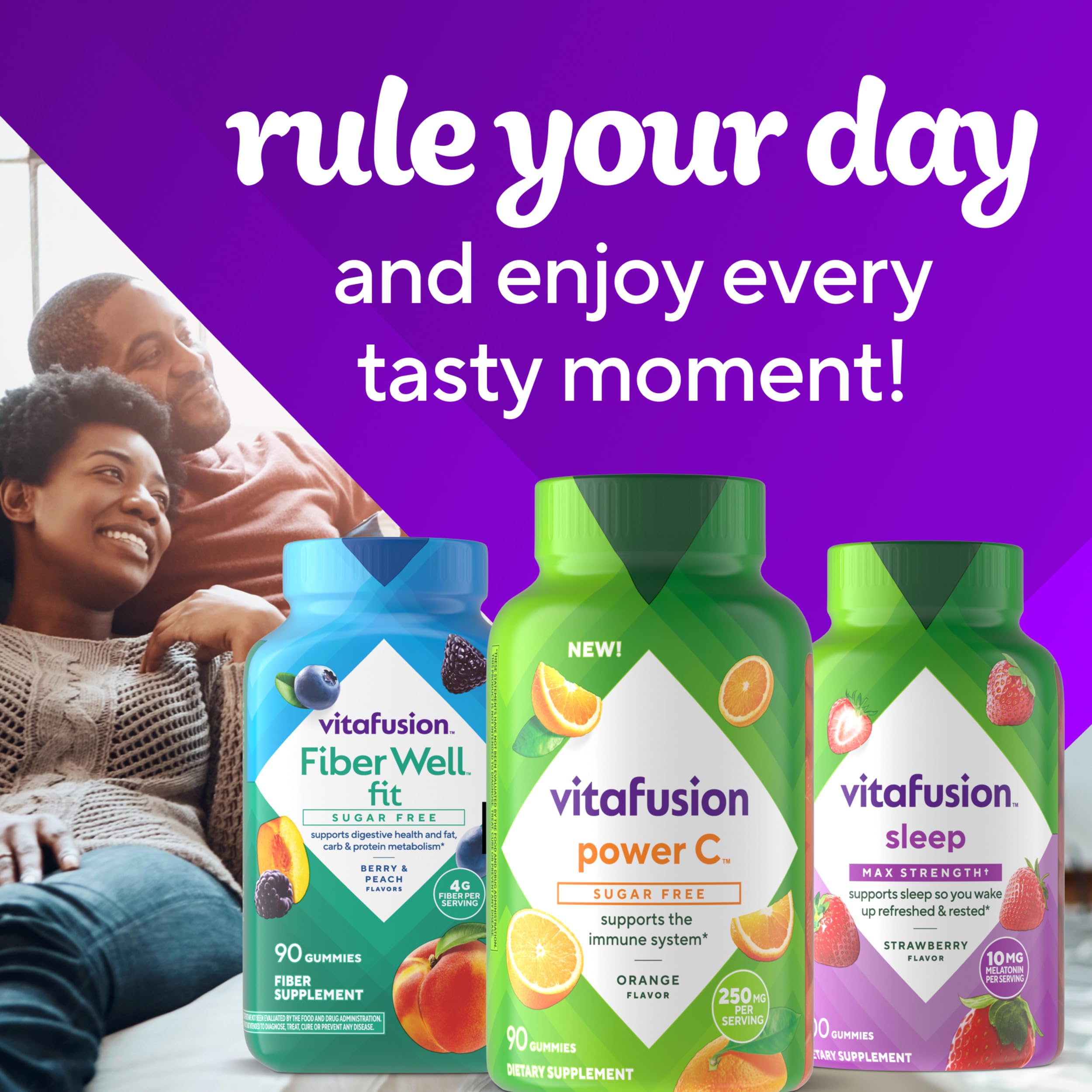 Vitafusion comparación de tamaño con frutas para entender la concentración