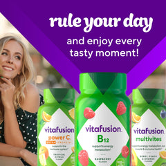 Vitafusion empaque lateral con lista de ingredientes y beneficios