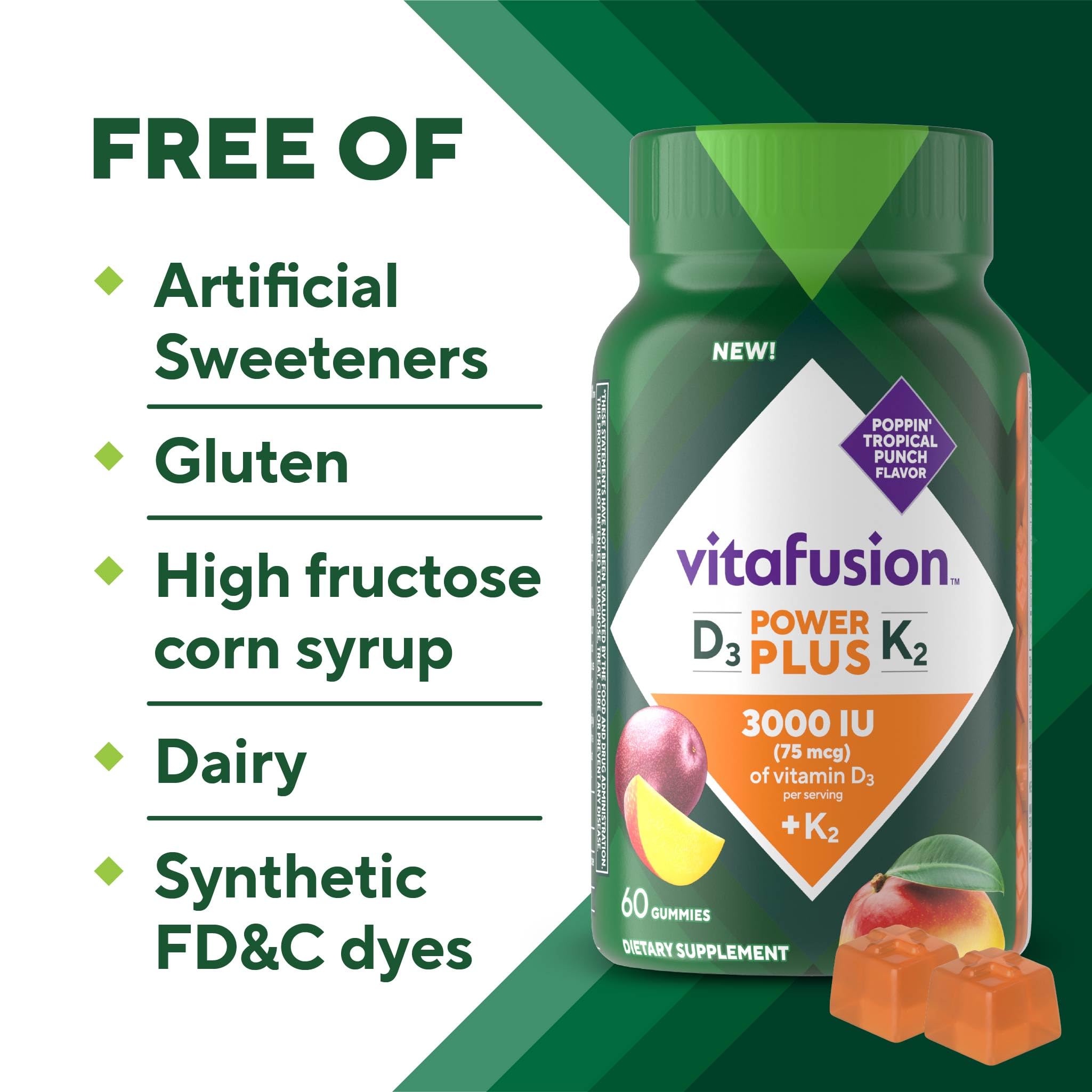 Vitafusion frasco abierto con gomitas listo para uso diario