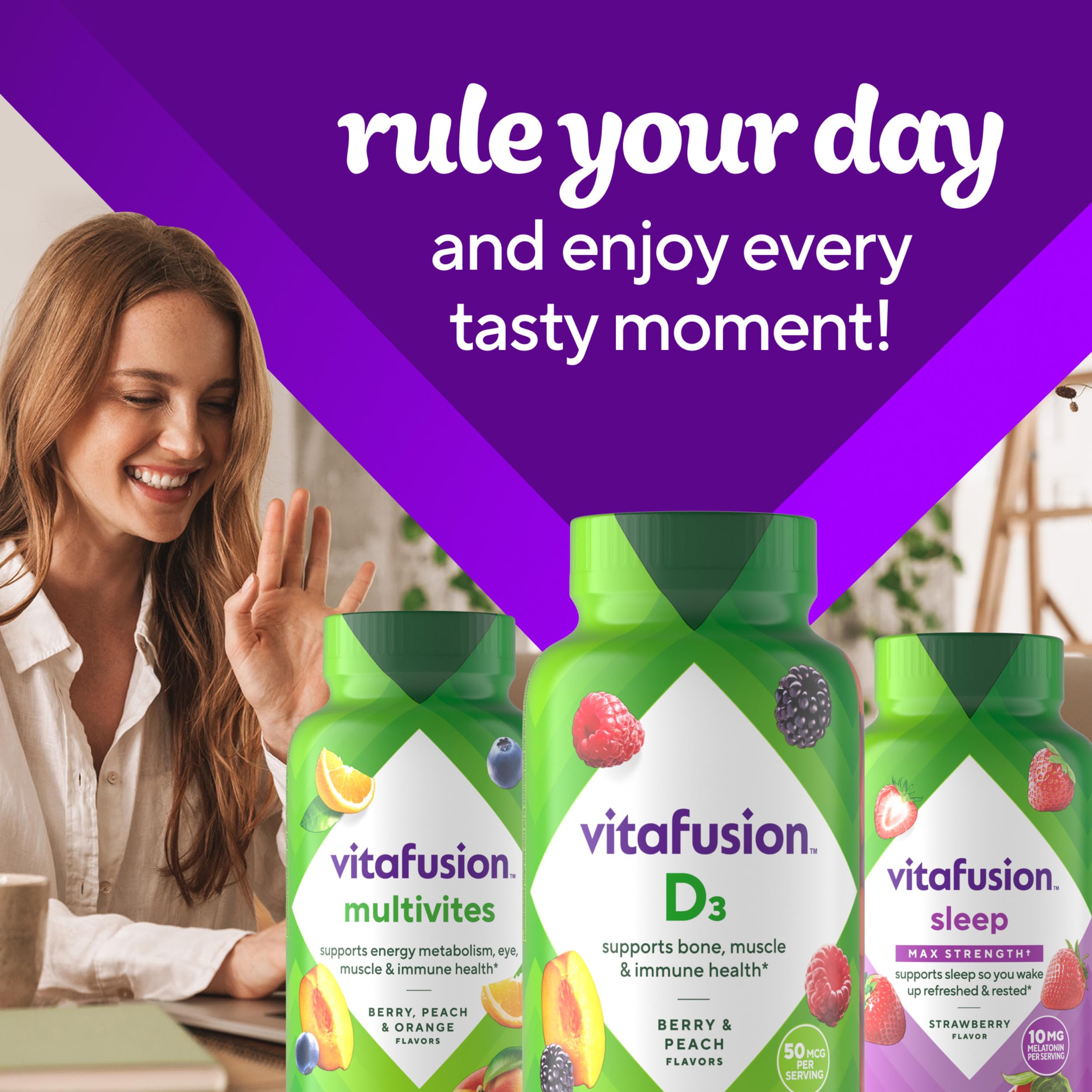 Vitafusion ambiente de desayuno con gomitas como hábito diario