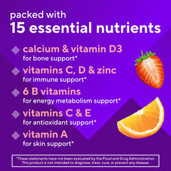 Vitafusion etiqueta nutricional enfocada en 15 nutrientes esenciales