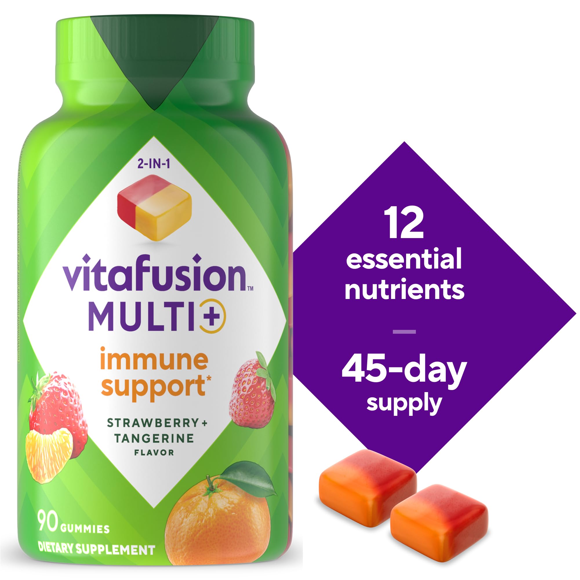 Etiqueta nutricional Vitafusion con detalle de vitaminas y minerales
