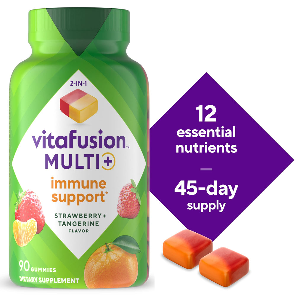 Etiqueta nutricional Vitafusion con detalle de vitaminas y minerales