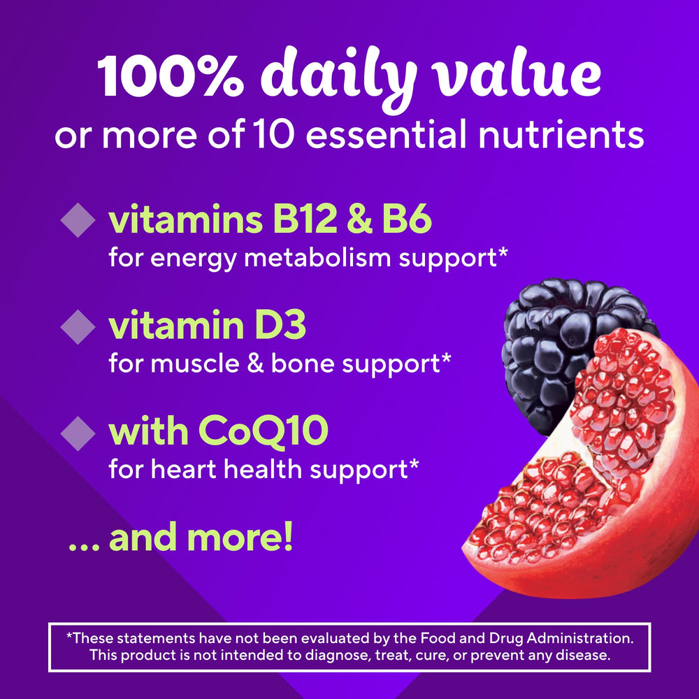 Vitafusion etiqueta nutricional enfocada para ver ingredientes clave