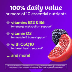 Vitafusion etiqueta nutricional enfocada para ver ingredientes clave