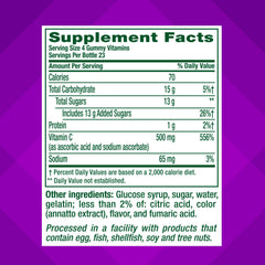 Vitafusion etiqueta nutricional legible con información de 500 mg por porción