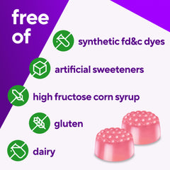 vitafusion frasco abierto con gomitas alrededor mostrando facilidad de acceso