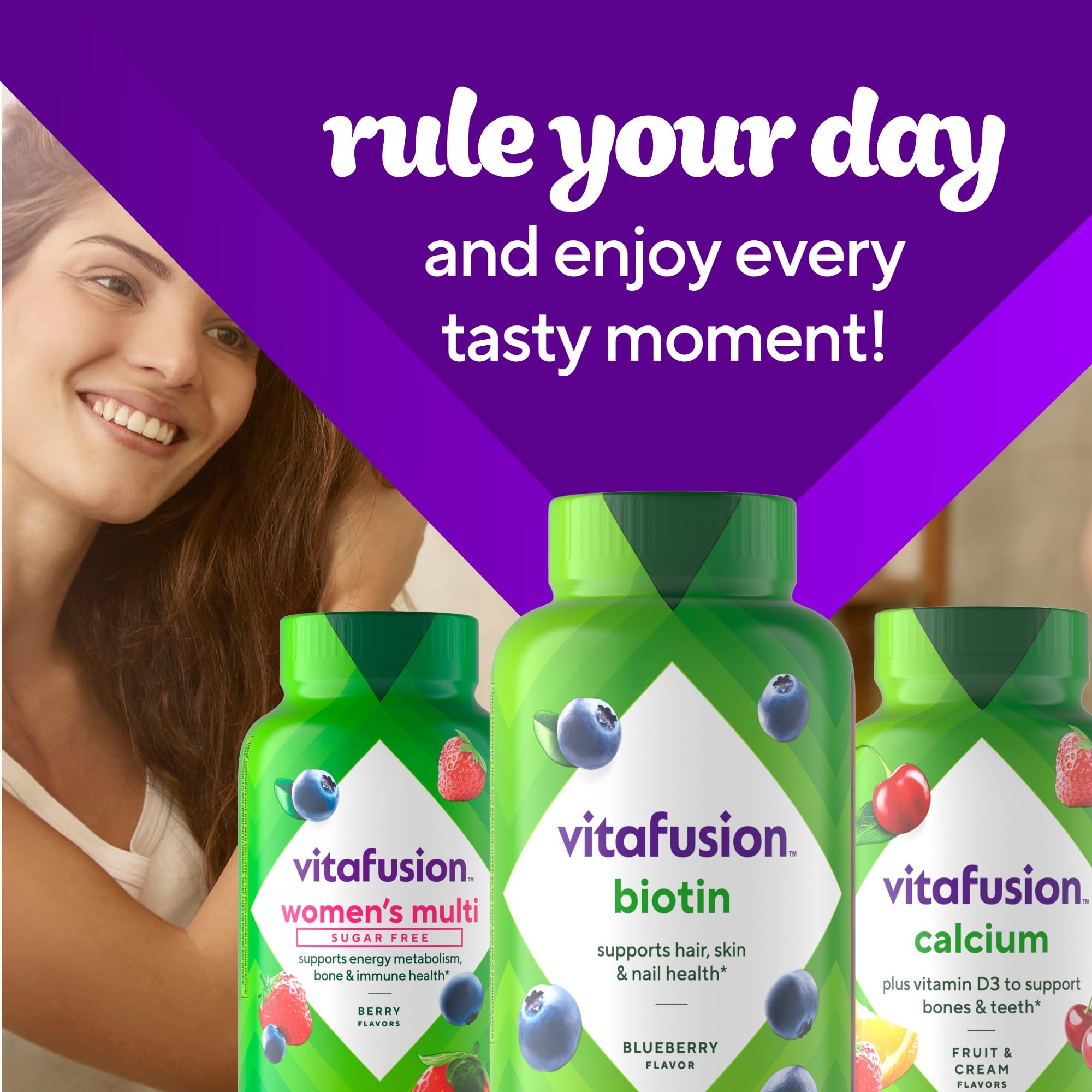 Vitafusion frasco abierto mostrando cantidad y presentación interior