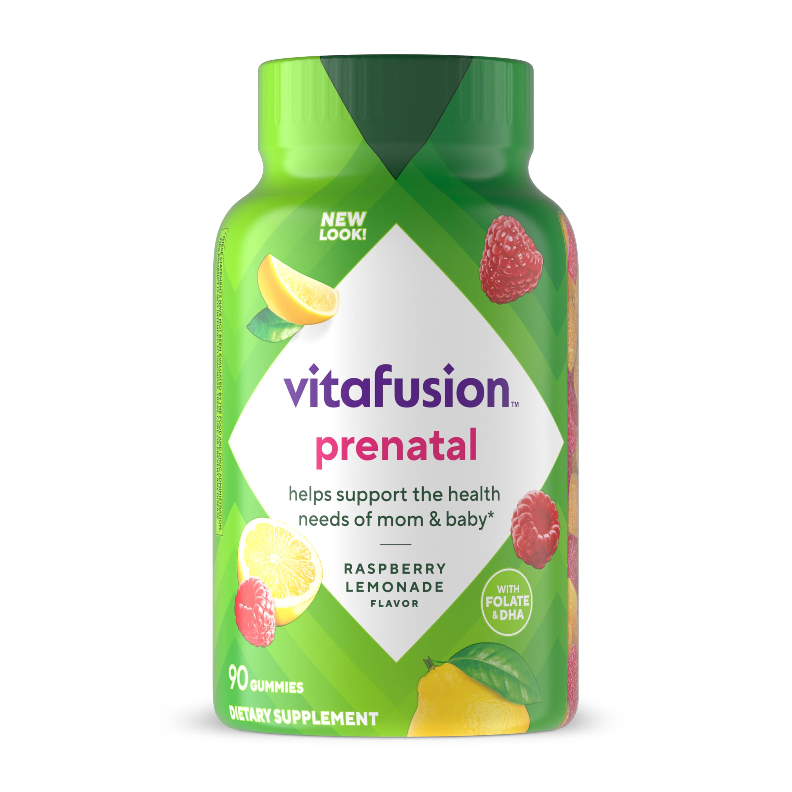 Vitafusion frasco frontal mostrando 90 gomitas y etiqueta clara beneficios