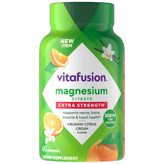 Vitafusion frasco frontal mostrando 60 gomitas y beneficio de suministro mensual