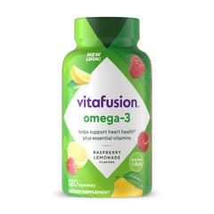 Vitafusion frasco frontal mostrando 120 gomitas y etiqueta clara, conveniencia diaria