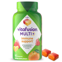 Vitafusion envase frontal que muestra 90 gomitas y beneficio conveniencia