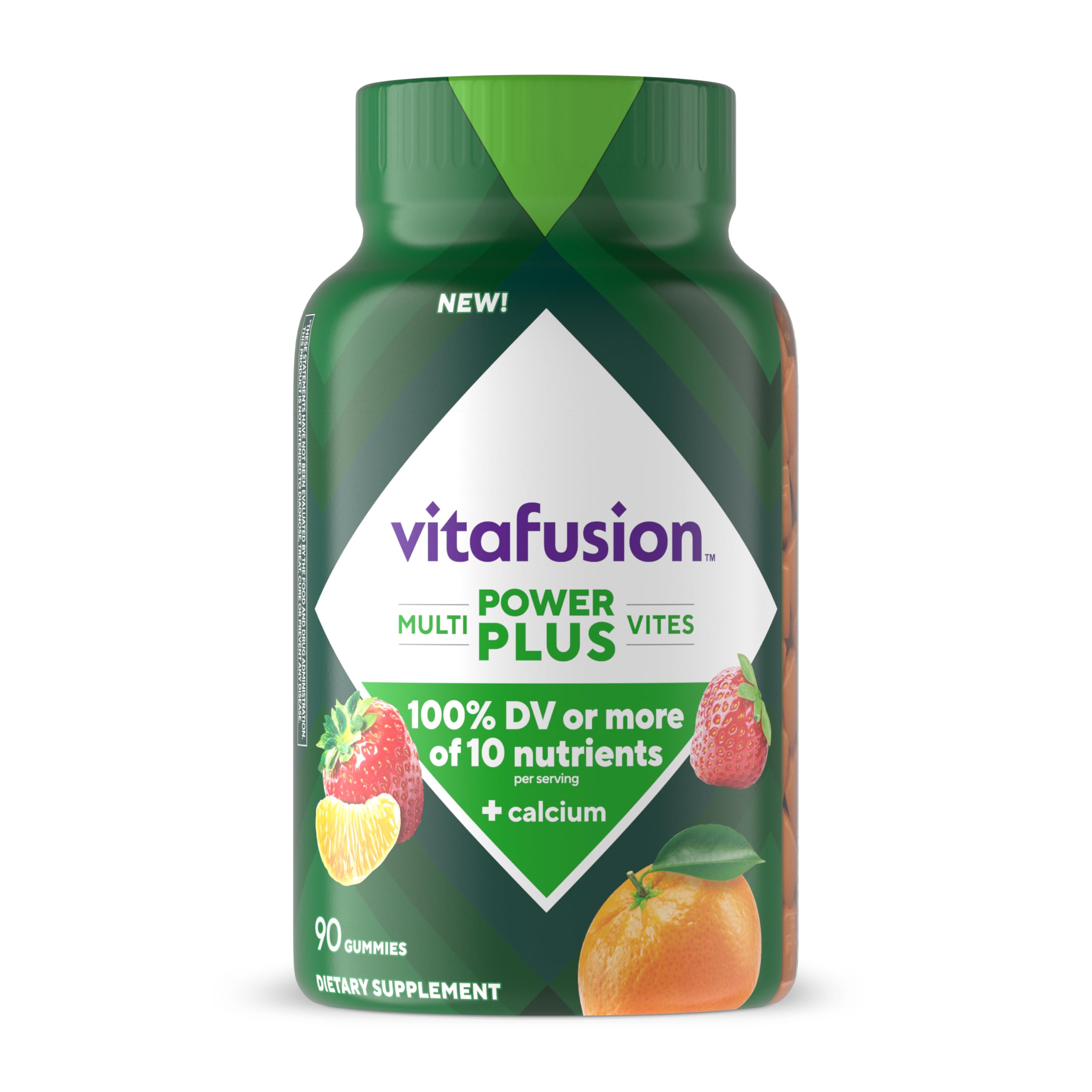 Vitafusion envase frontal mostrando 90 gomitas y beneficio práctico