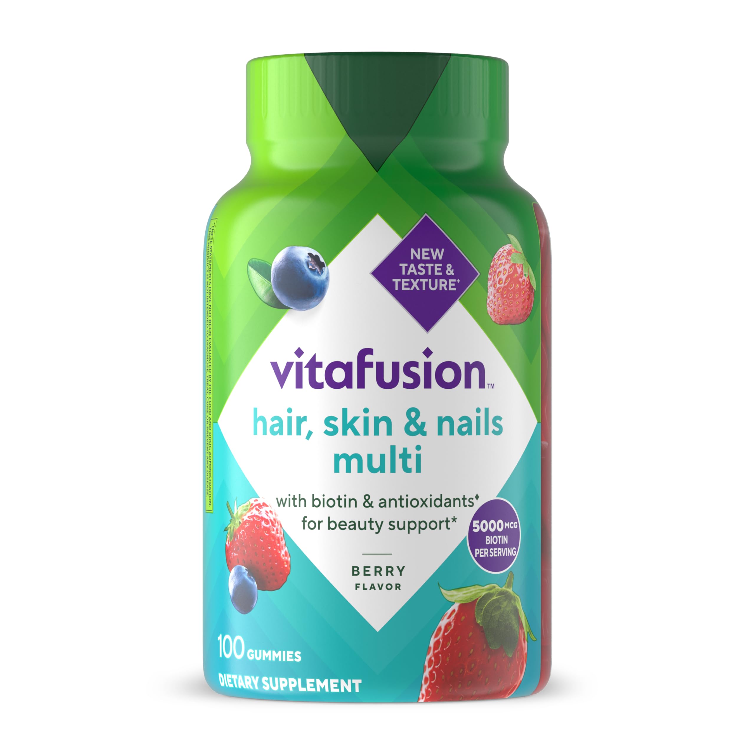 Vitafusion envase frontal con diseño claro y beneficio de belleza interior