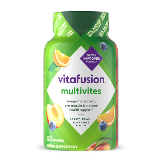 Vitafusion frasco frontal 120 unidades mostrando el envase y duración