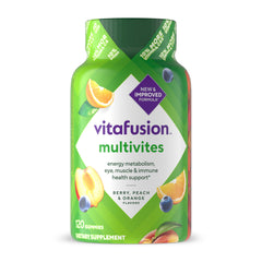 Vitafusion frasco frontal 120 unidades mostrando el envase y duración