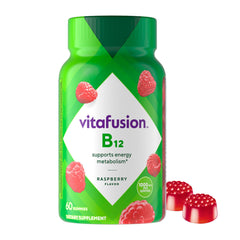 Vitafusion frasco frontal mostrando 60 gomitas y beneficio conveniencia