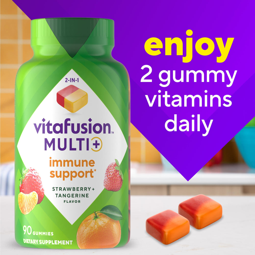 Frutas mandarina y fresa con Vitafusion destacando sabor natural