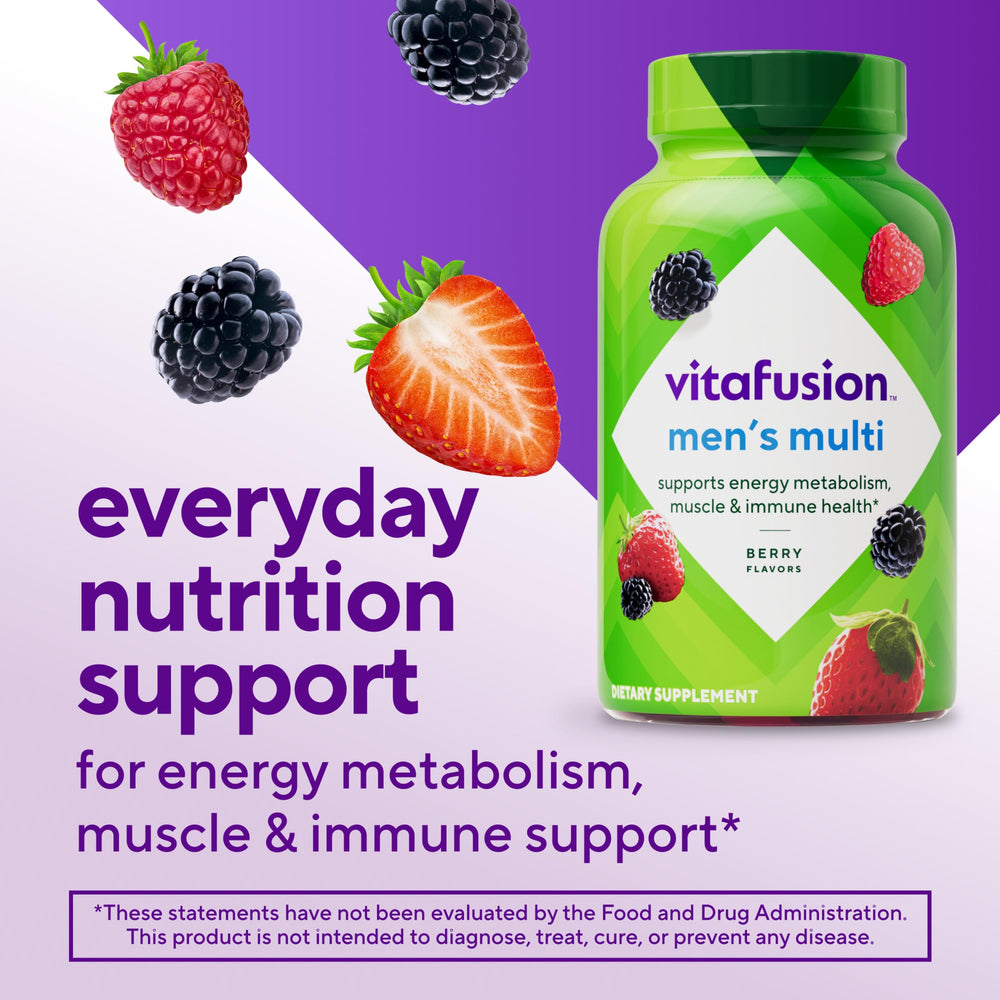 Vitafusion gomita en primer plano que muestra textura masticable y atractivo sabor natural