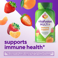 Dos gomitas Vitafusion porción diaria demostrando facilidad de consumo