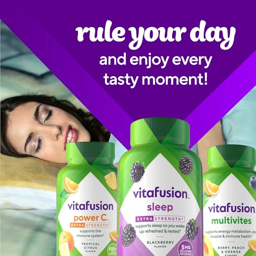 Vitafusion brand logo on melatonin gummies packaging