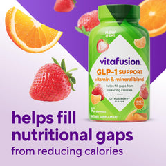 Vitafusion textura de una gomita resaltando sabor Citrus Berry y conveniencia