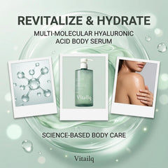 Vitailq Beauty aplicación en brazo demostrando hidratación sin sensación grasa