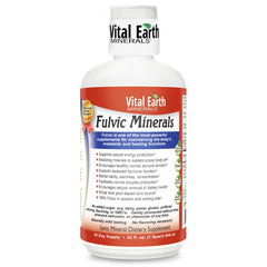 Vital Earth Minerals botella frontal 32 oz mostrando etiqueta y volumen