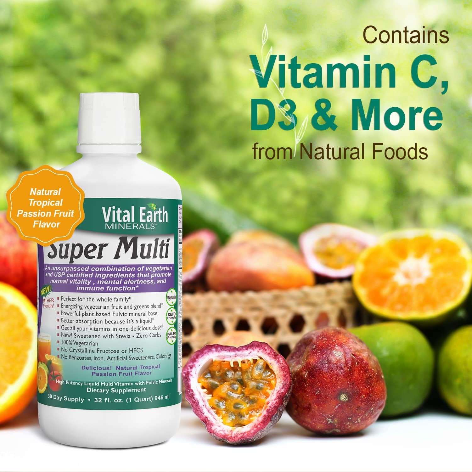 Vital Earth Minerals servido en vaso para mezcla fácil y sabor agradable