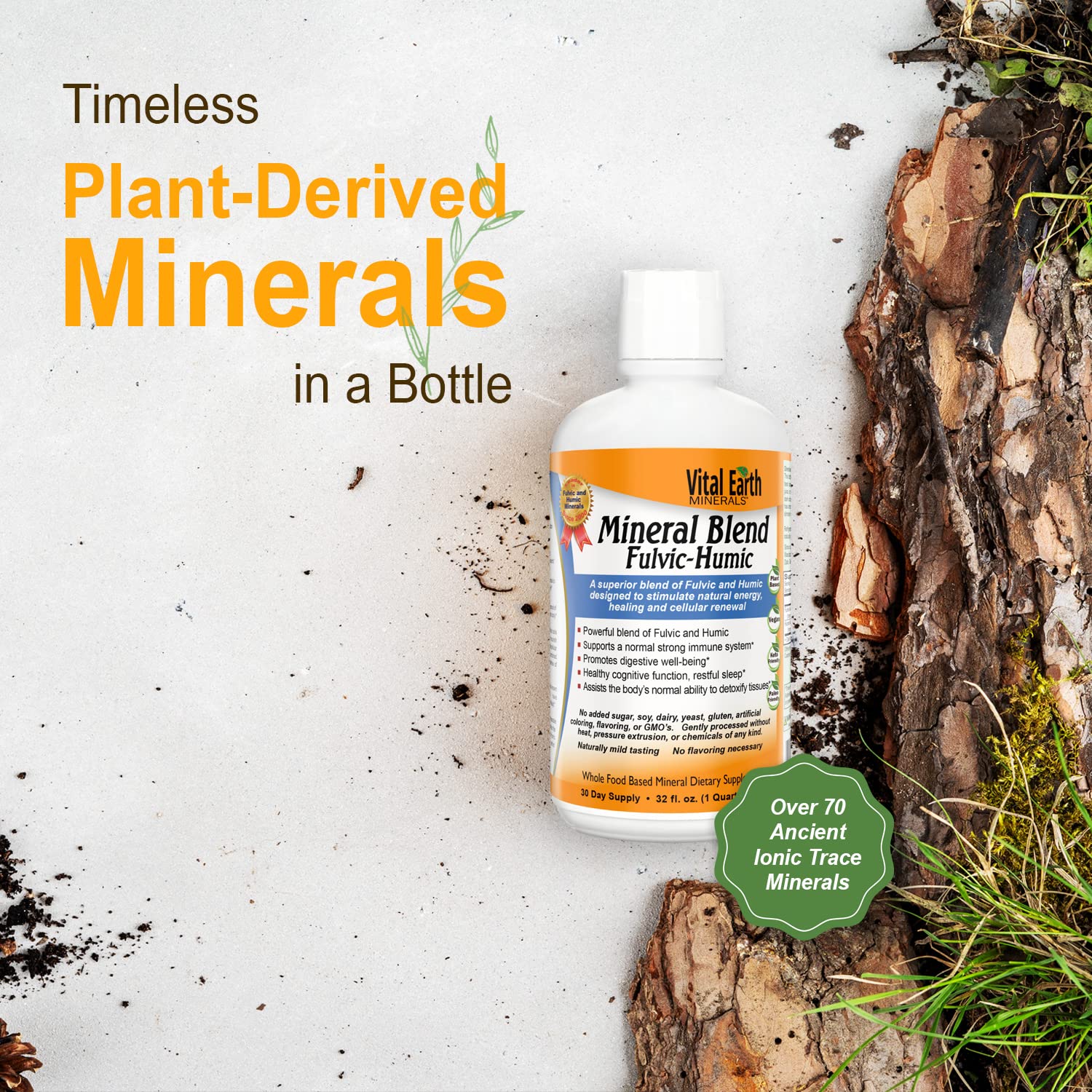 Vital Earth Minerals mezcla en un vaso de agua para hidratación rápida