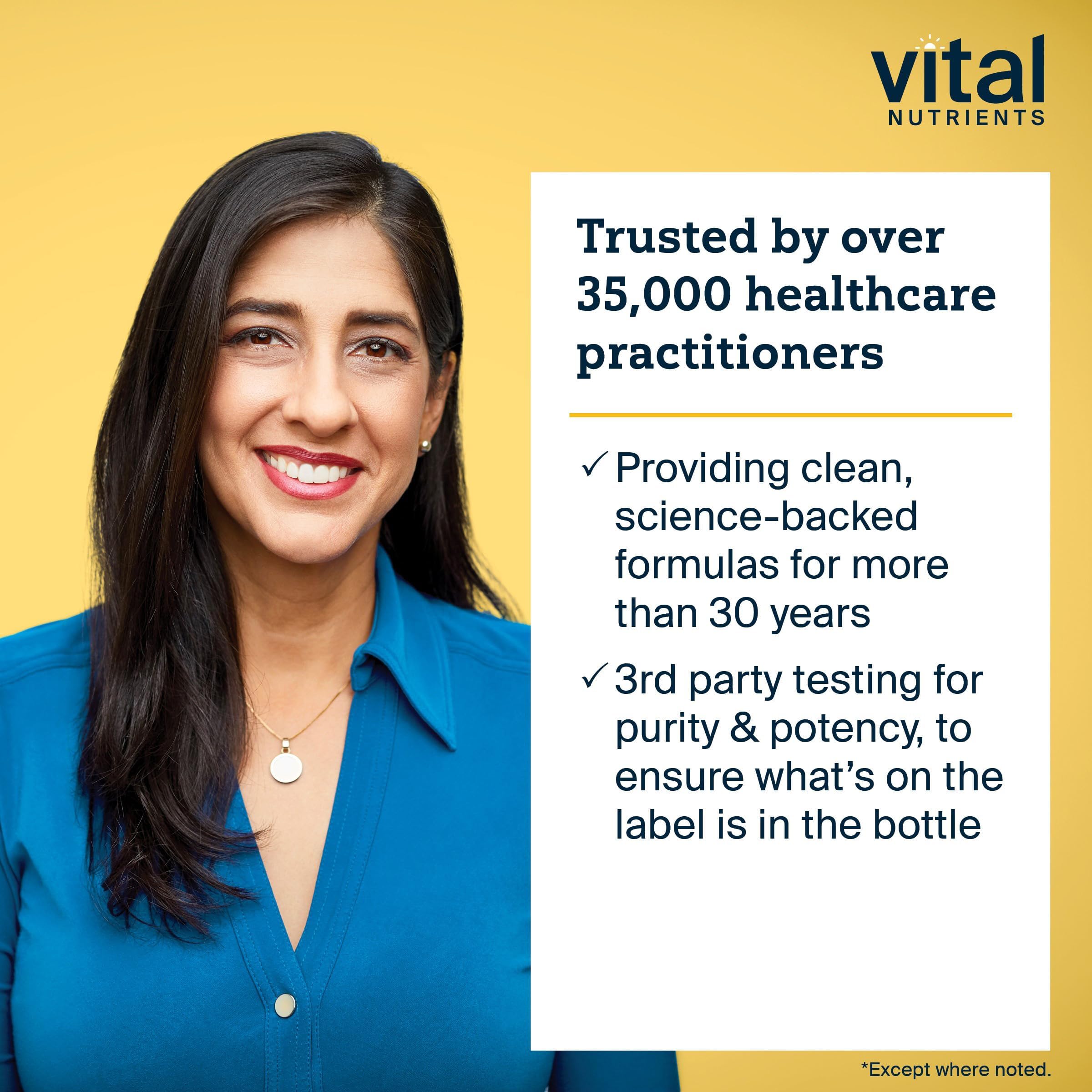 Vital Nutrients frasco en encimera de cocina transmitiendo uso diario sencillo