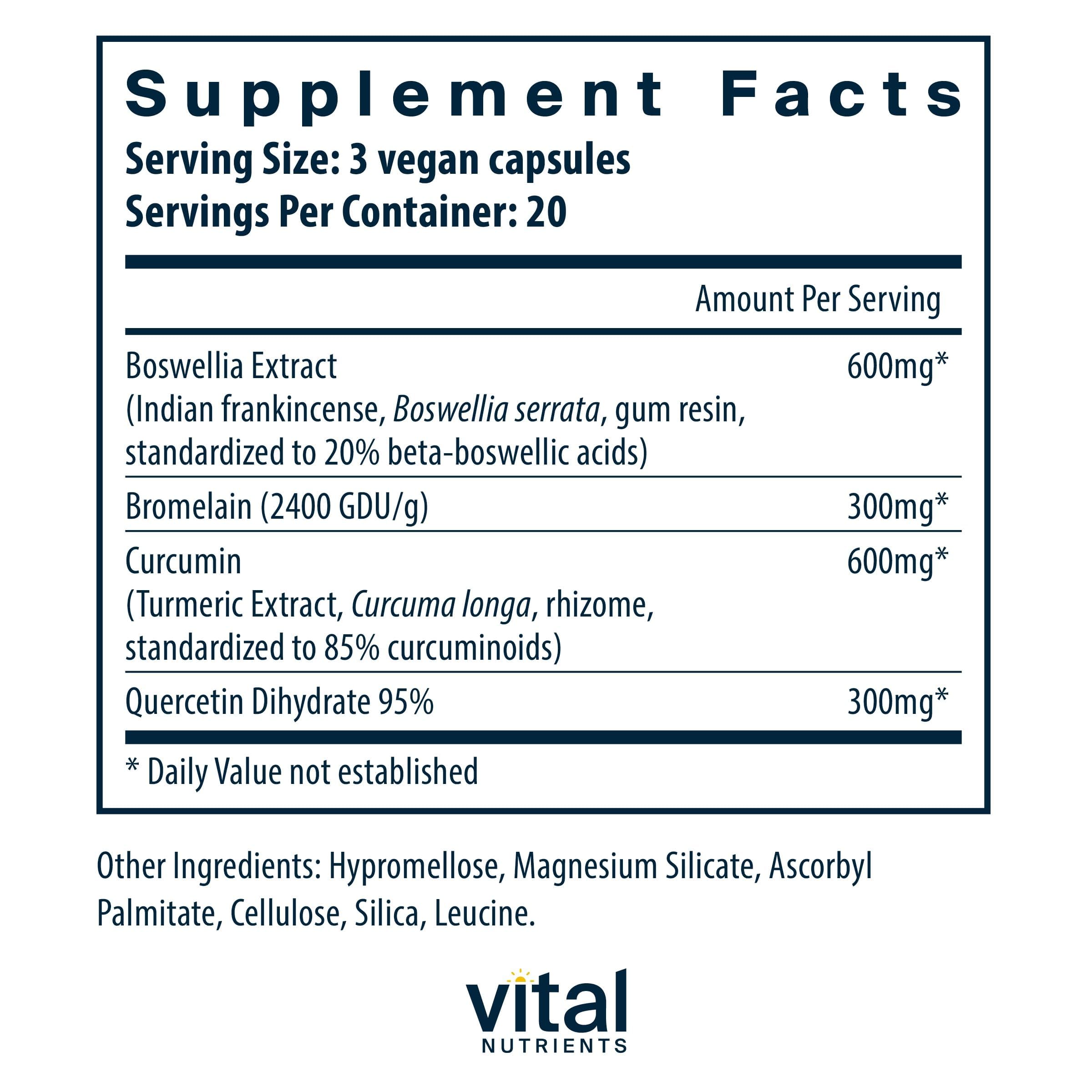 Vital Nutrients BCQ cápsulas en primer plano, detalle de textura y calidad