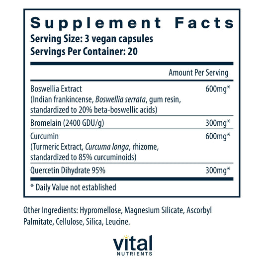 Vital Nutrients BCQ cápsulas en primer plano, detalle de textura y calidad