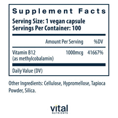 Vital Nutrients cápsula en primer plano que resalta su formato vegano
