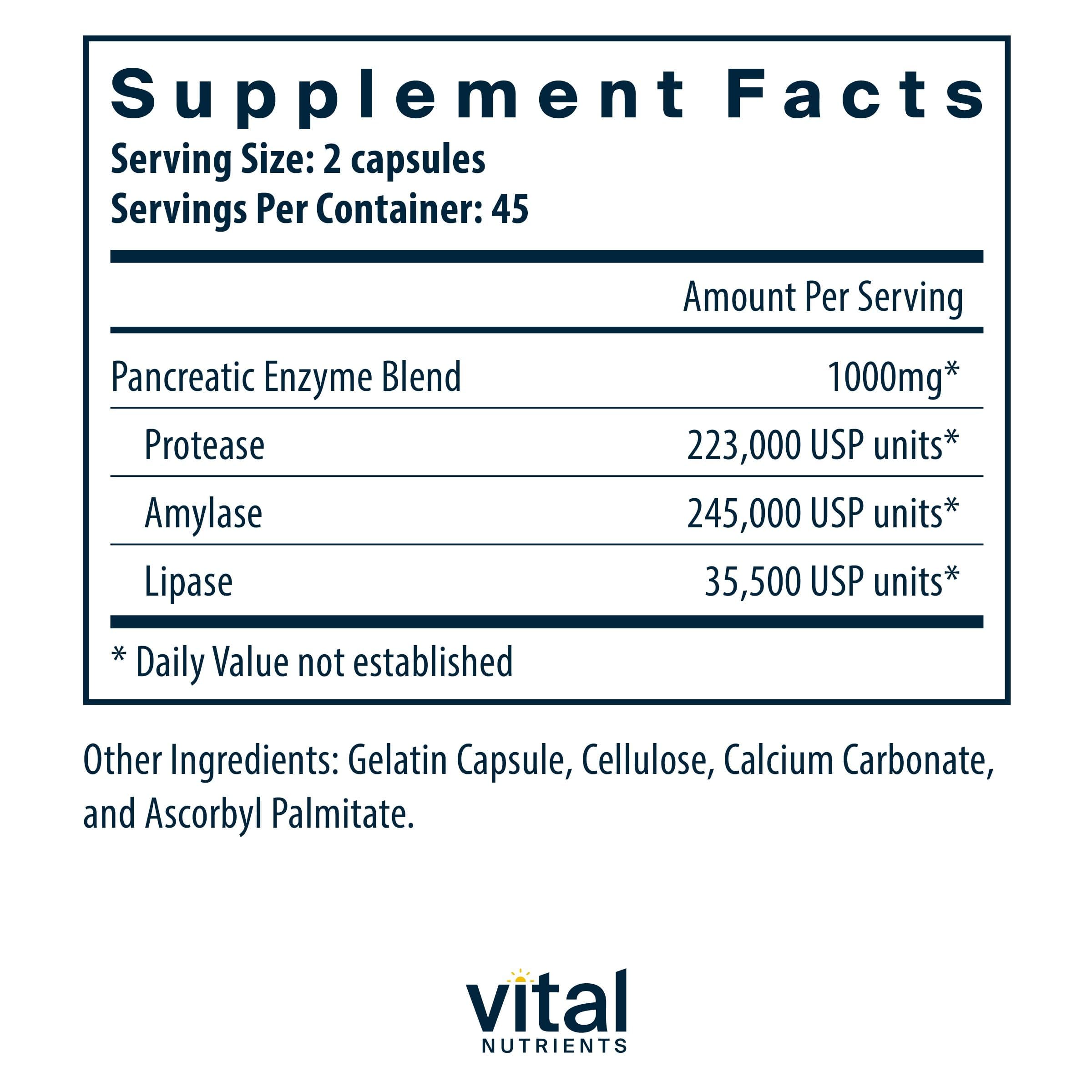 Vital Nutrients cápsulas en primer plano mostrando textura y tamaño