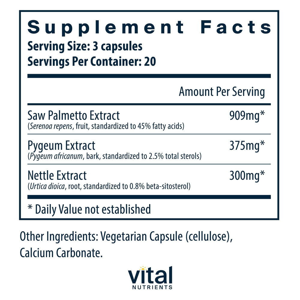 Vital Nutrients detalle de etiqueta con lista de ingredientes y pureza
