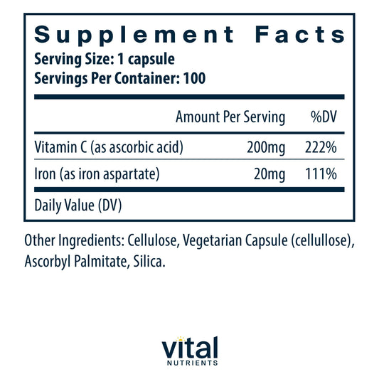 Vital Nutrients etiqueta en primer plano con información clara