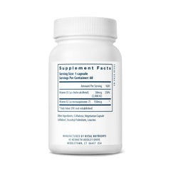 Vital Nutrients etiqueta con información de ingredientes y certificaciones claras