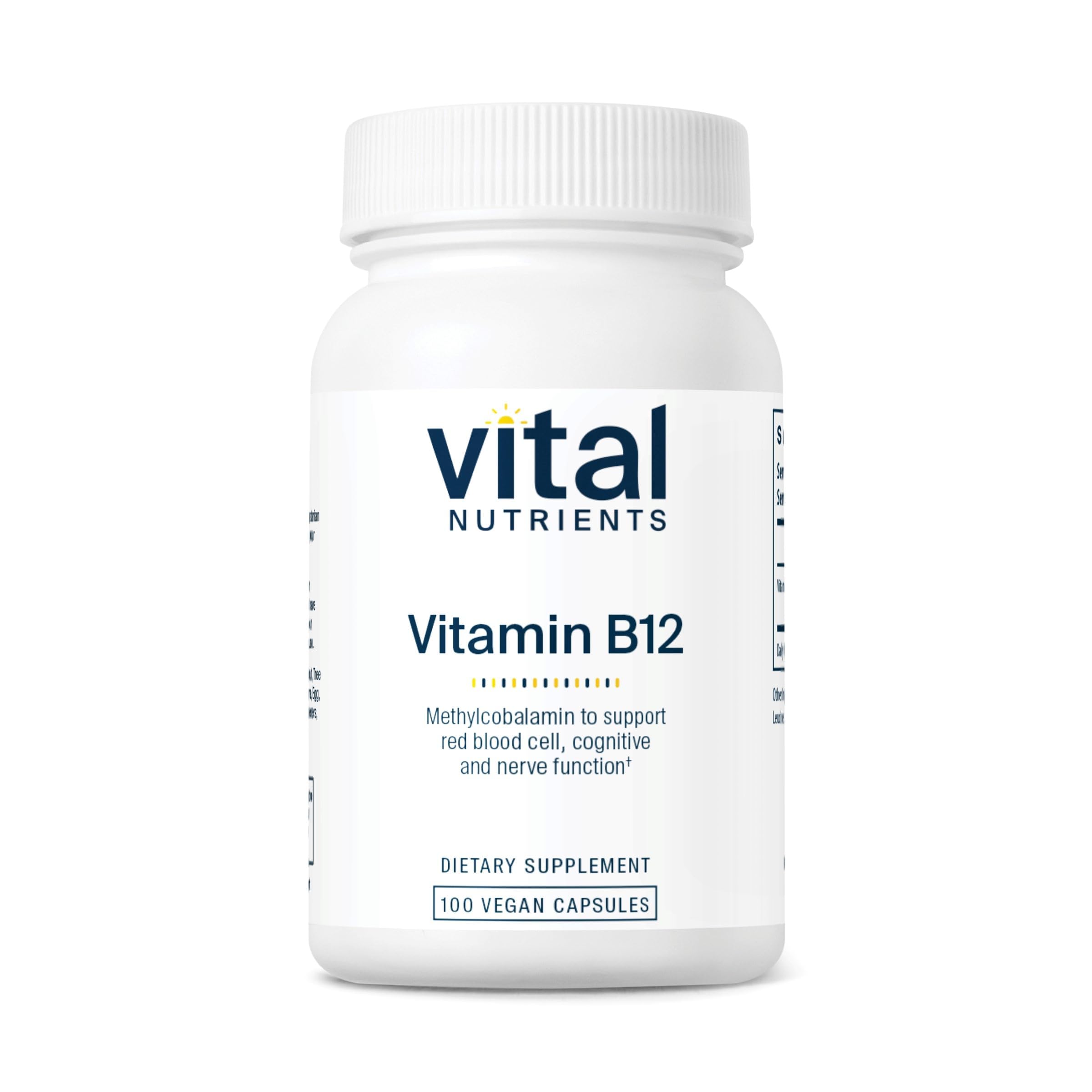 Vital Nutrients frasco al frente mostrando etiquetas claras y beneficios