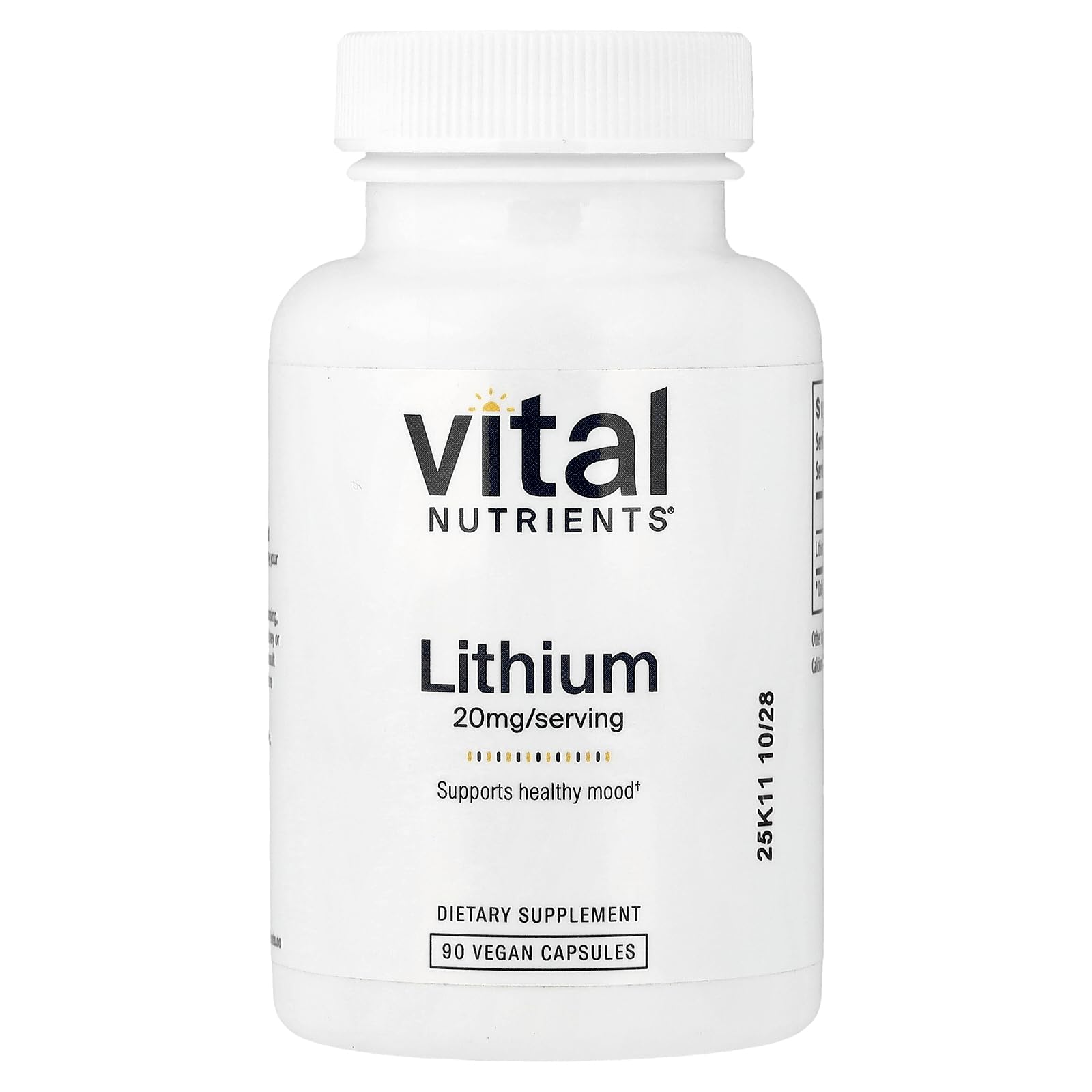 Vital Nutrients frasco frontal con etiqueta clara y beneficios visibles