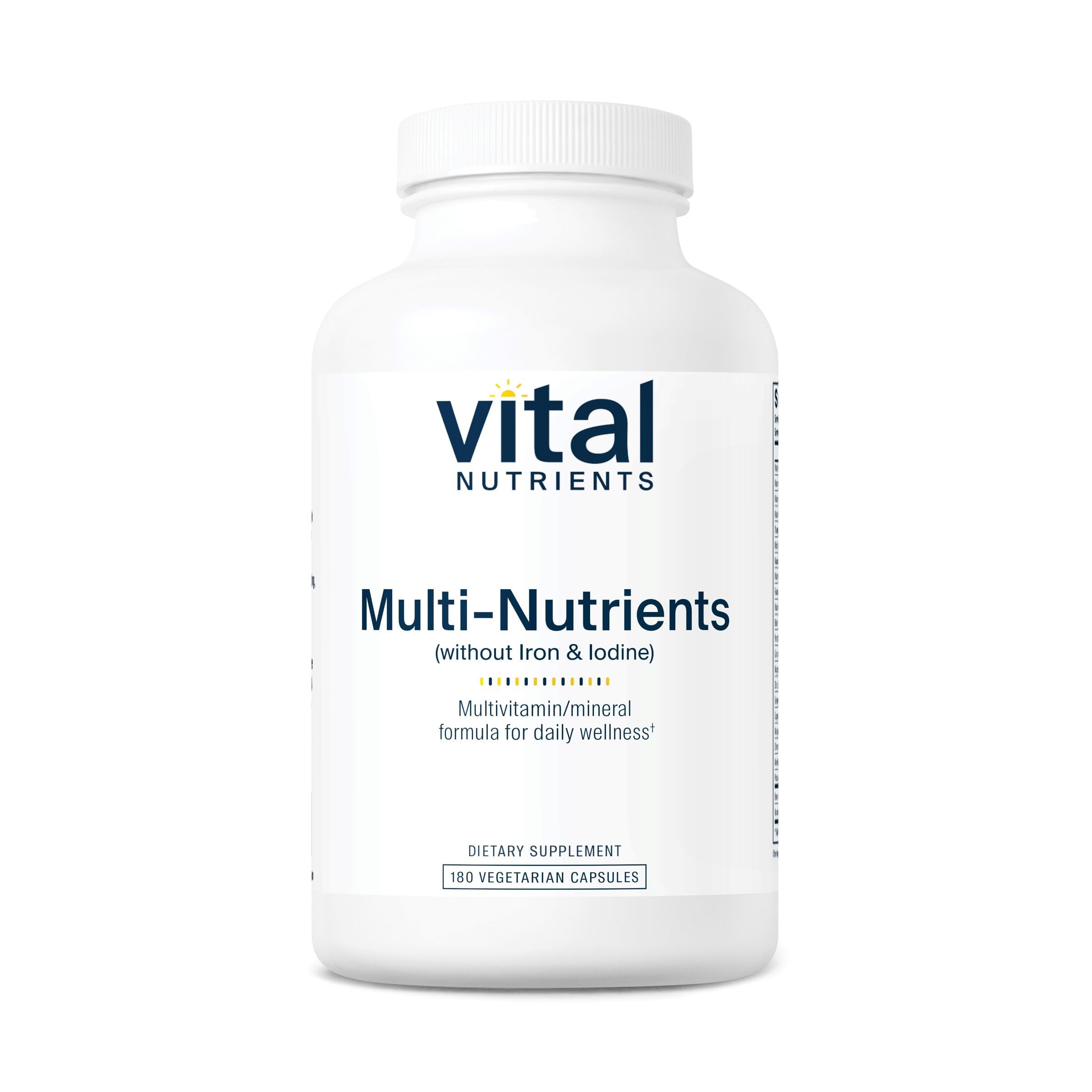 Vital Nutrients frasco frontal que muestra 180 cápsulas y fórmula completa
