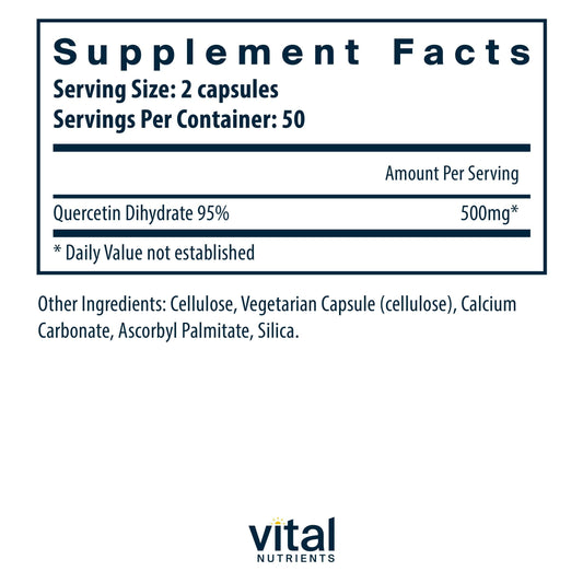 Vital Nutrients cápsula en primer plano resaltando dosificación y pureza