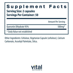 Vital Nutrients cápsula en primer plano resaltando dosificación y pureza