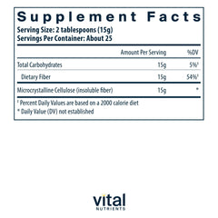 Vital Nutrients textura del polvo de celulosa mostrando finura y mezcla fácil